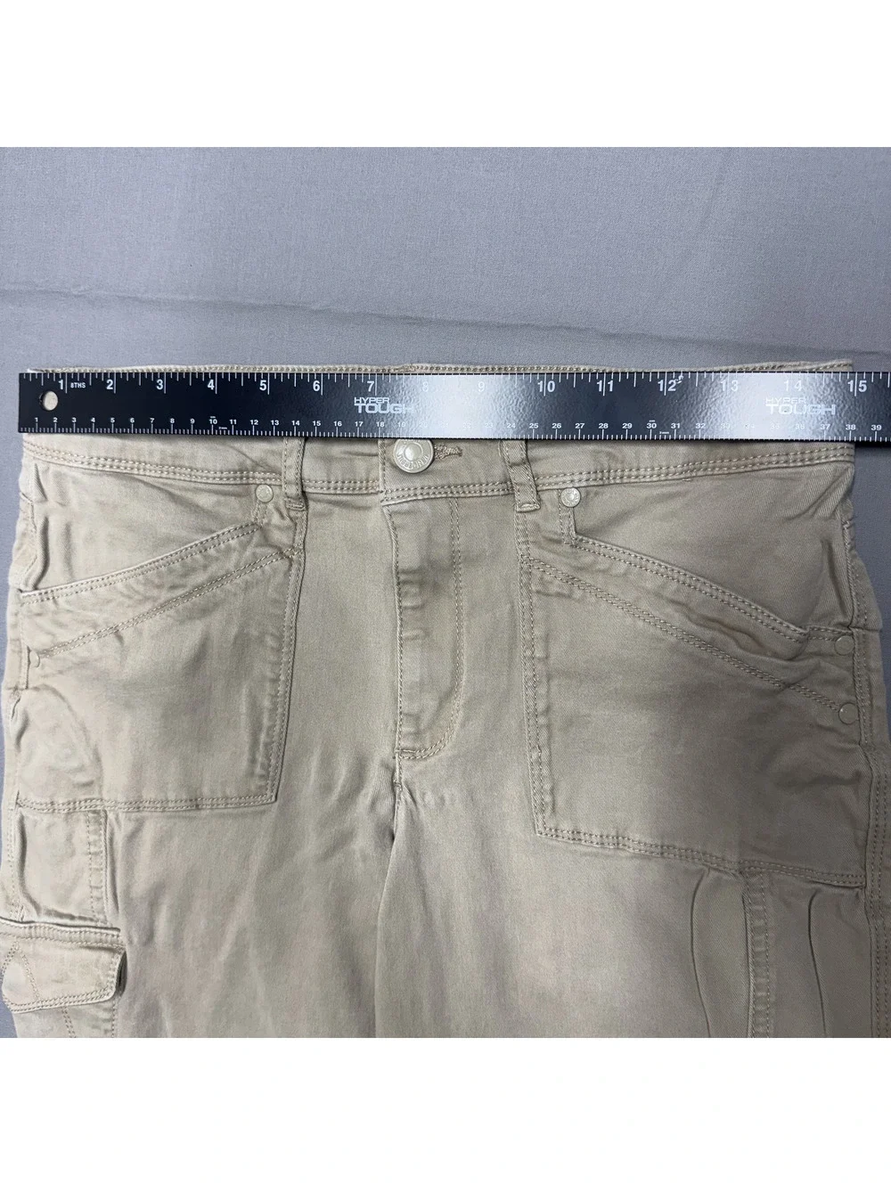 Gloria Vanderbilt Womens Cargo Utility Pants Cotton Stretch Solid Size 10 Beige